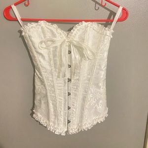 XS White Lace Up Corset Top